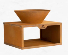 Corten Fire bowl med vedförvaring