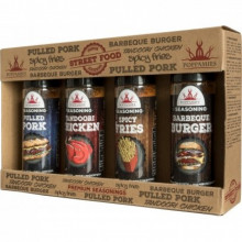 Streetfood kryddor 4-Pack (Spicy Fries, Pulled Pork, BBQ Burger, Tandoori)